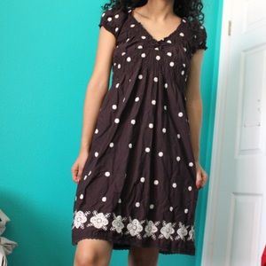 brown flower vintage midi dress